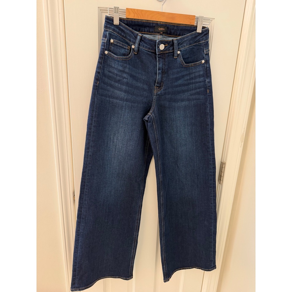 Quince Luna Stretch Wide Leg Jeans Midnight Blue Size 28 NWOT
